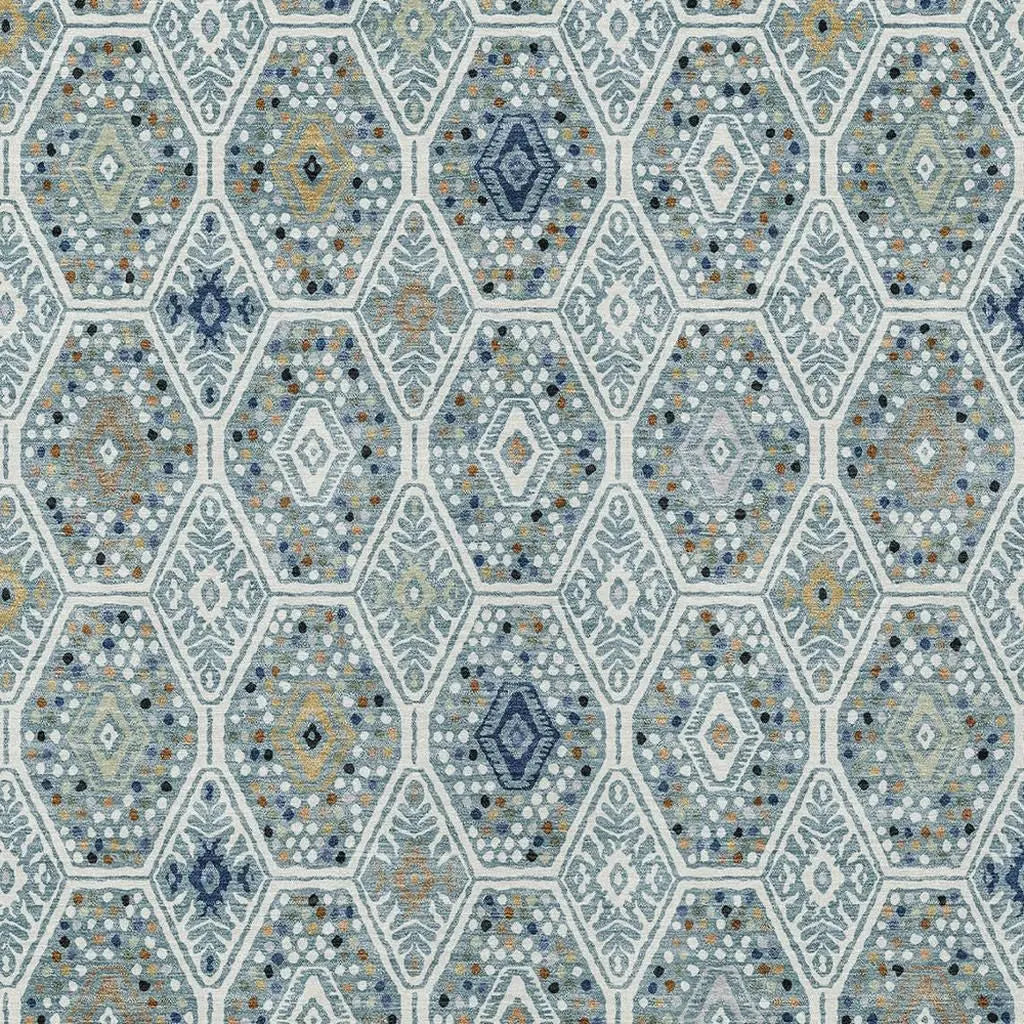3' X 5' Teal Blue And Navy Blue Geometric Washable Indoor Outdoor Area Rug Homeroots Outdoor