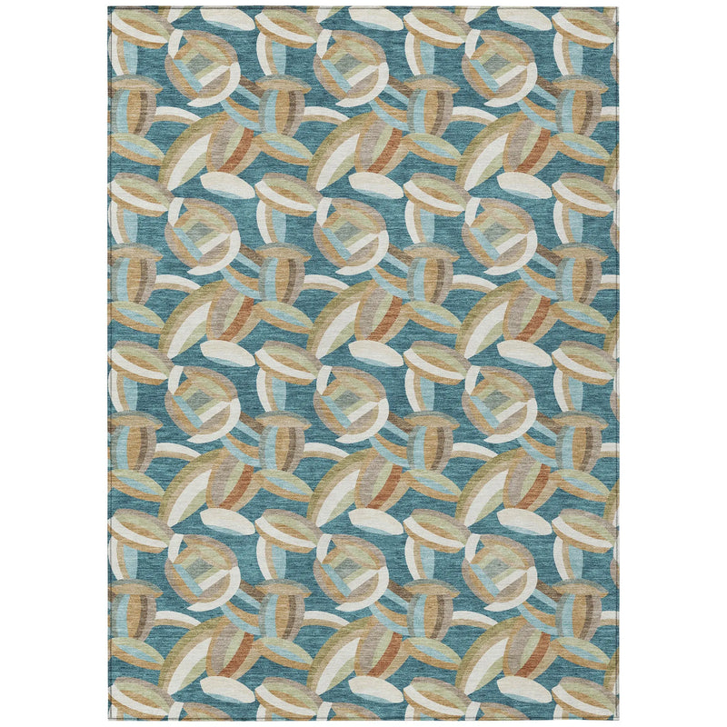 3' X 5' Teal Blue And Orange Abstract Washable Indoor Outdoor Area Rug Homeroots Outdoor