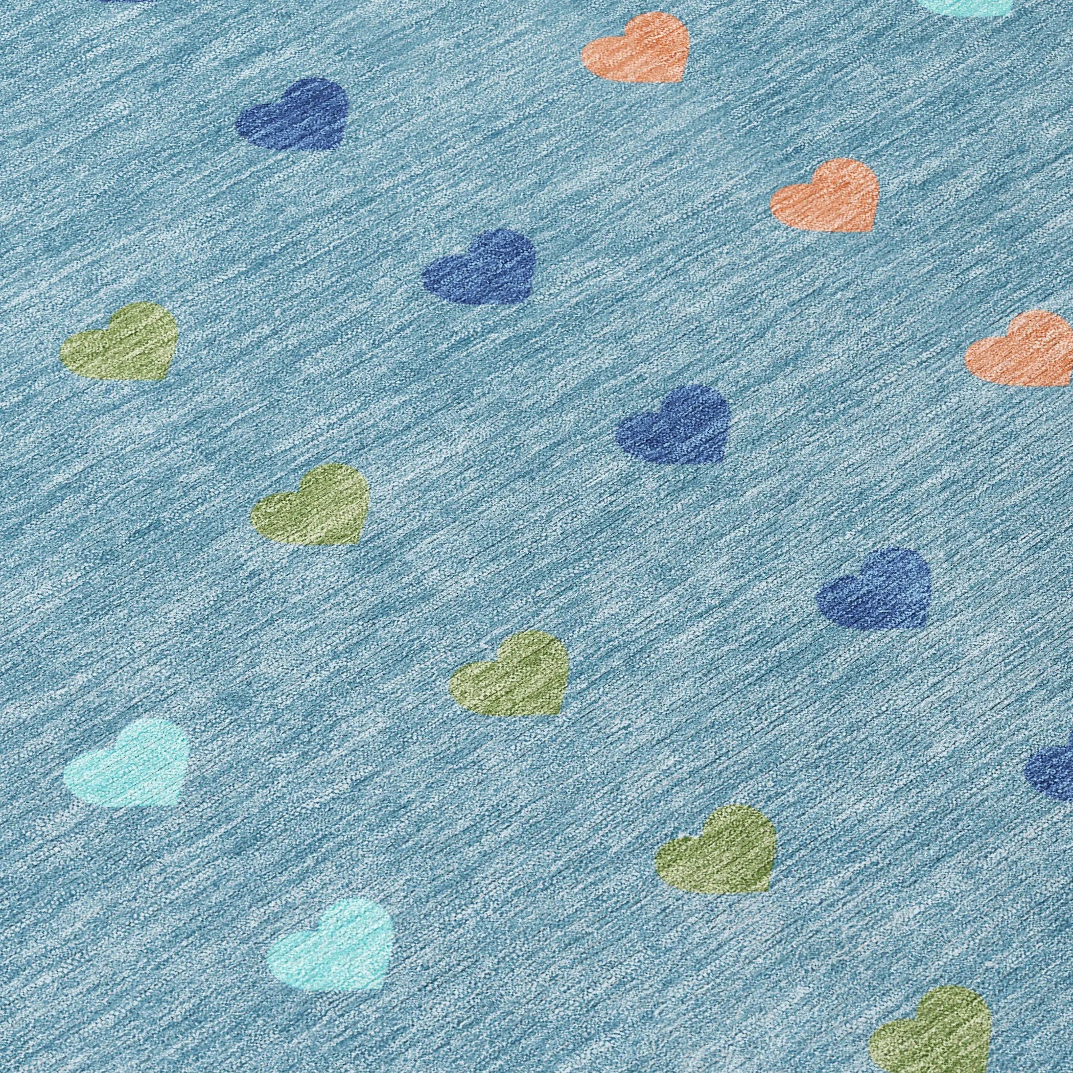 3' X 5' Teal Blue And Peach Geometric Washable Indoor Outdoor Area Rug Homeroots Outdoor