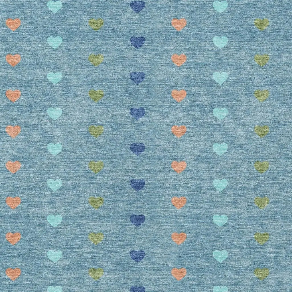 3' X 5' Teal Blue And Peach Geometric Washable Indoor Outdoor Area Rug Homeroots Outdoor