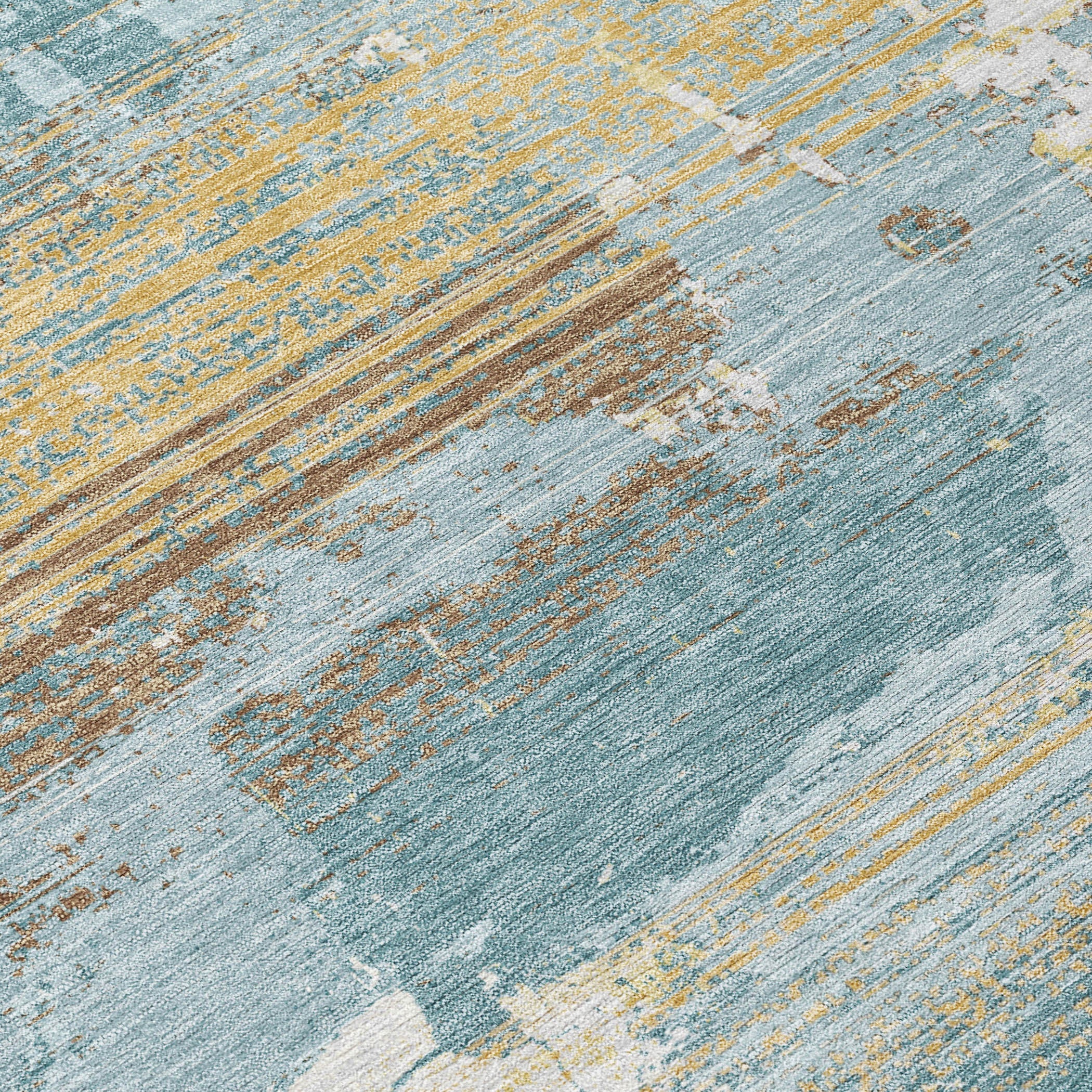 3' X 5' Teal Blue And Pewter Abstract Washable Indoor Outdoor Area Rug Homeroots Outdoor