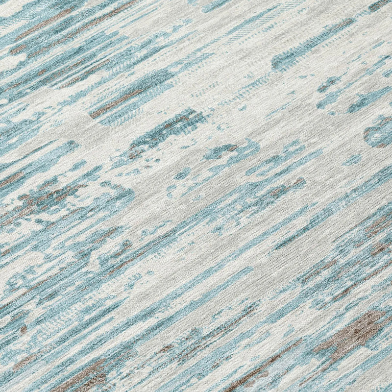 3' X 5' Teal Blue And Pewter Abstract Washable Indoor Outdoor Area Rug Homeroots Outdoor