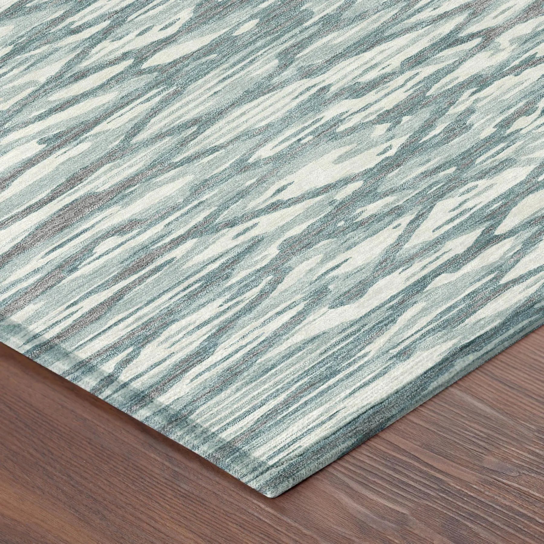 3' X 5' Teal Blue And Pewter Abstract Washable Indoor Outdoor Area Rug Homeroots Outdoor