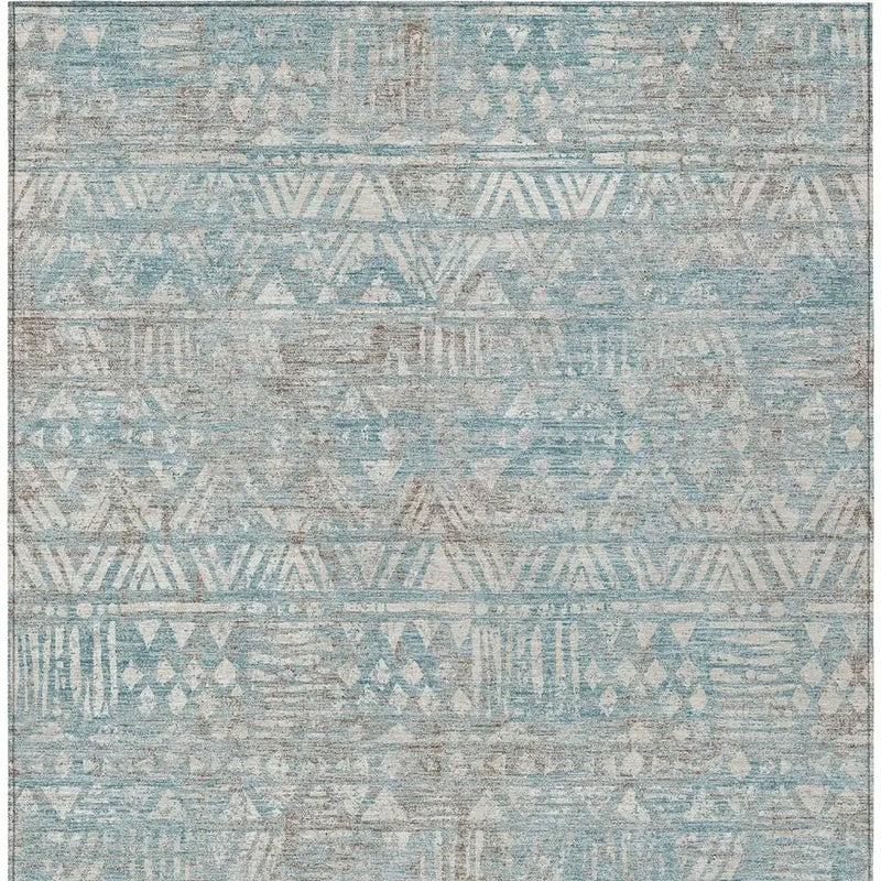 3' X 5' Teal Blue And Pewter Geometric Washable Indoor Outdoor Area Rug Homeroots Outdoor