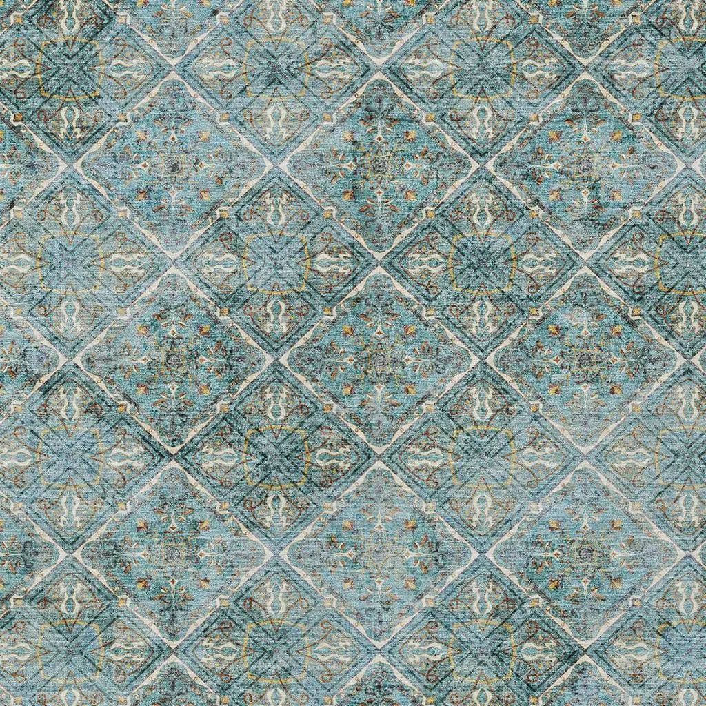 3' X 5' Teal Blue And Purple Geometric Washable Indoor Outdoor Area Rug Homeroots Outdoor