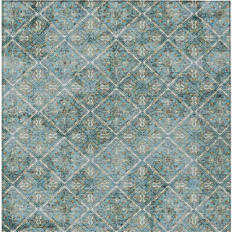 3' X 5' Teal Blue And Purple Geometric Washable Indoor Outdoor Area Rug Homeroots Outdoor