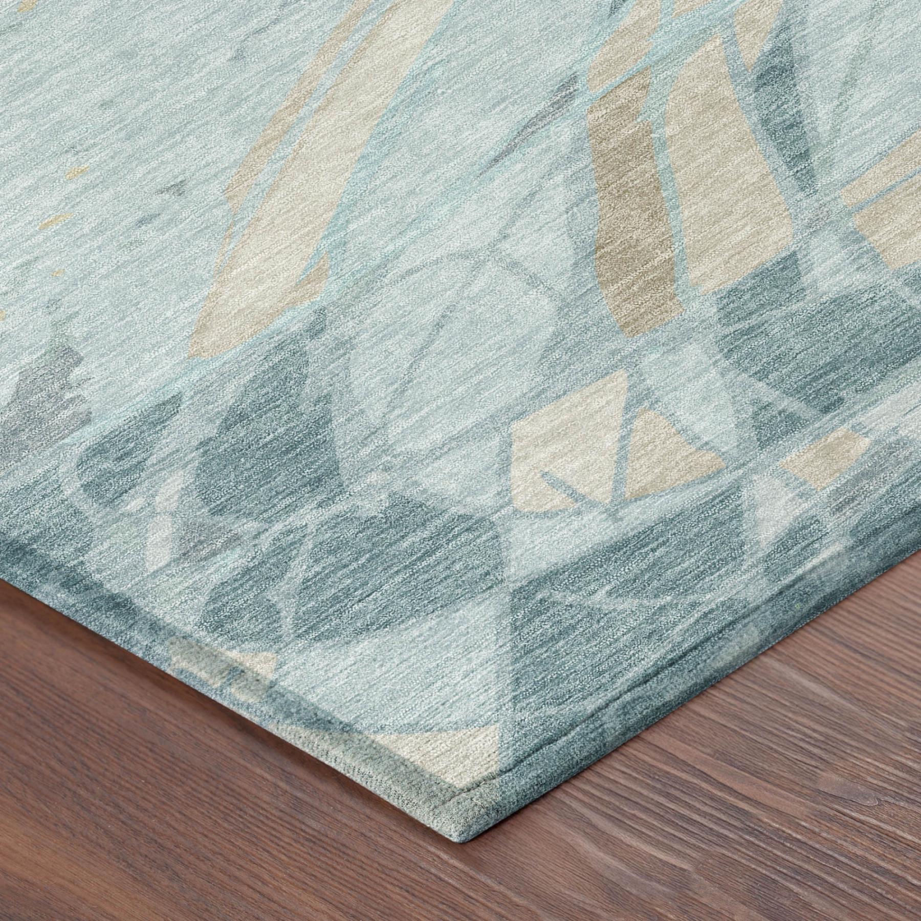 3' X 5' Teal Blue And Silver Abstract Washable Indoor Outdoor Area Rug Homeroots Outdoor