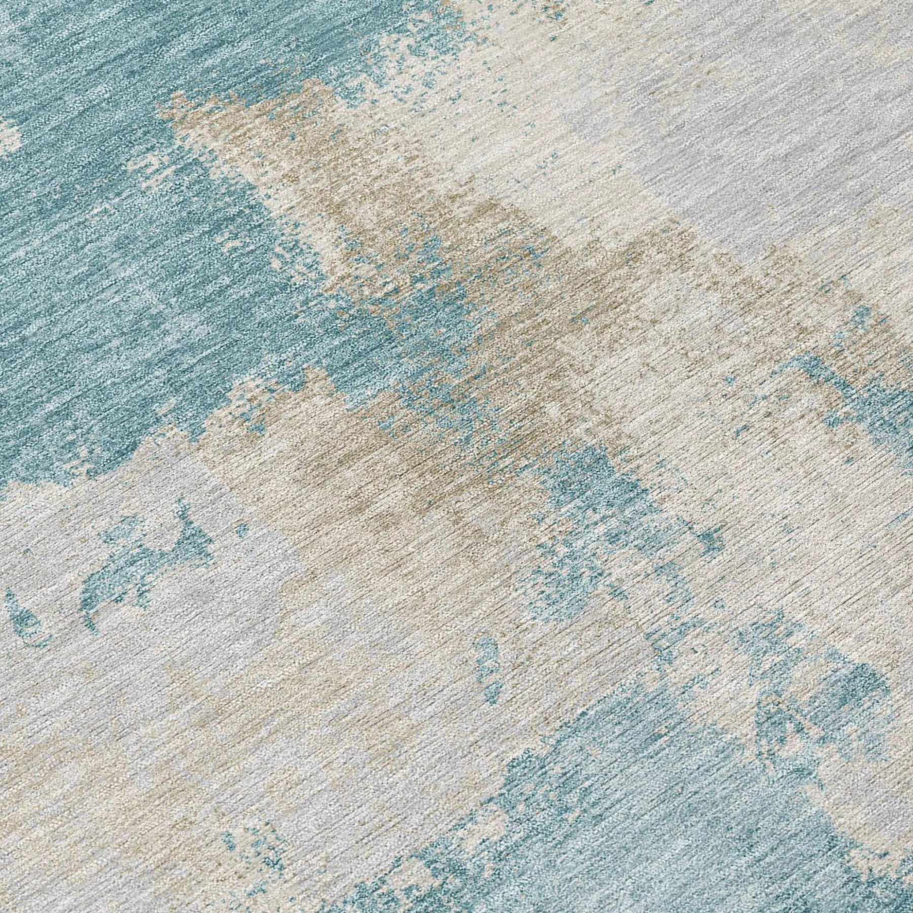 3' X 5' Teal Blue And Silver Abstract Washable Indoor Outdoor Area Rug Homeroots Outdoor