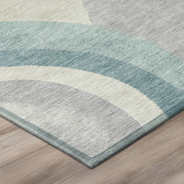 3' X 5' Teal Blue And Silver Abstract Washable Indoor Outdoor Area Rug Homeroots Outdoor