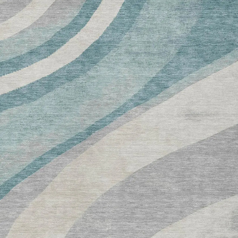 3' X 5' Teal Blue And Silver Abstract Washable Indoor Outdoor Area Rug Homeroots Outdoor