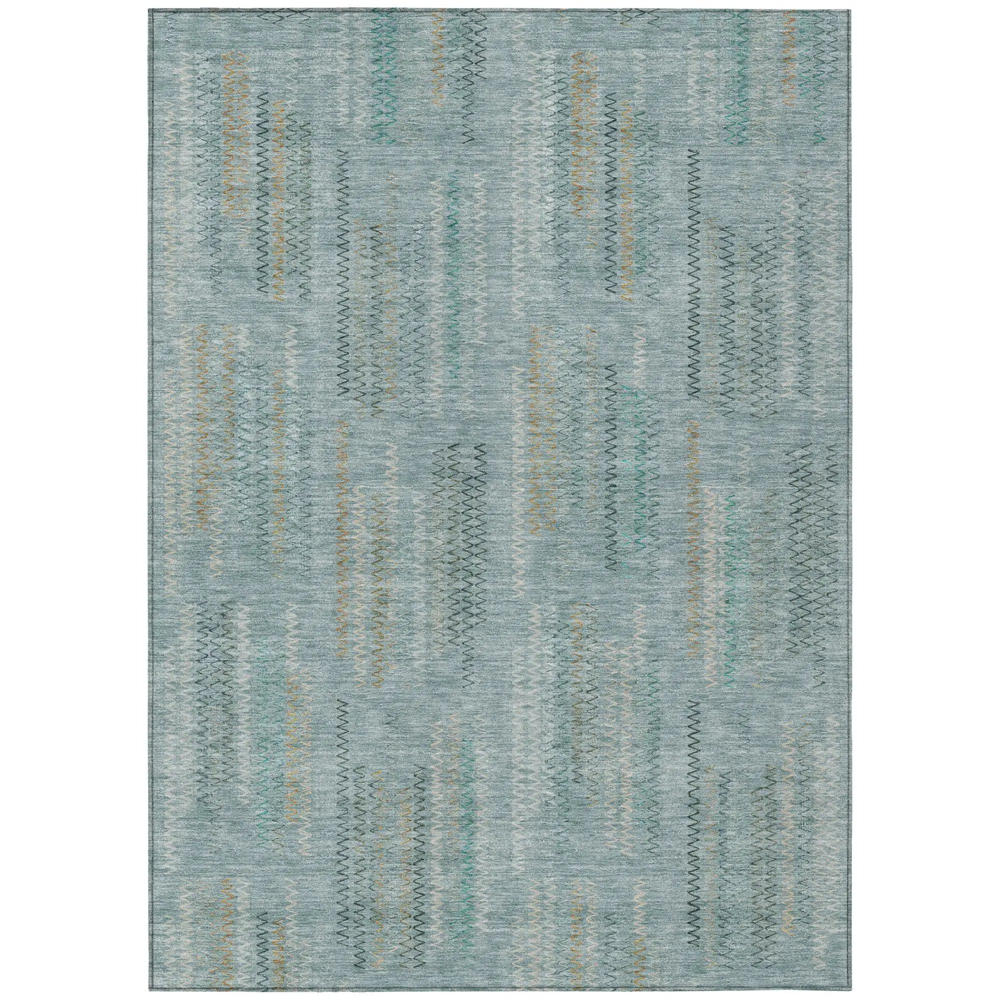 3' X 5' Teal Blue And Silver Abstract Washable Indoor Outdoor Area Rug Homeroots Outdoor