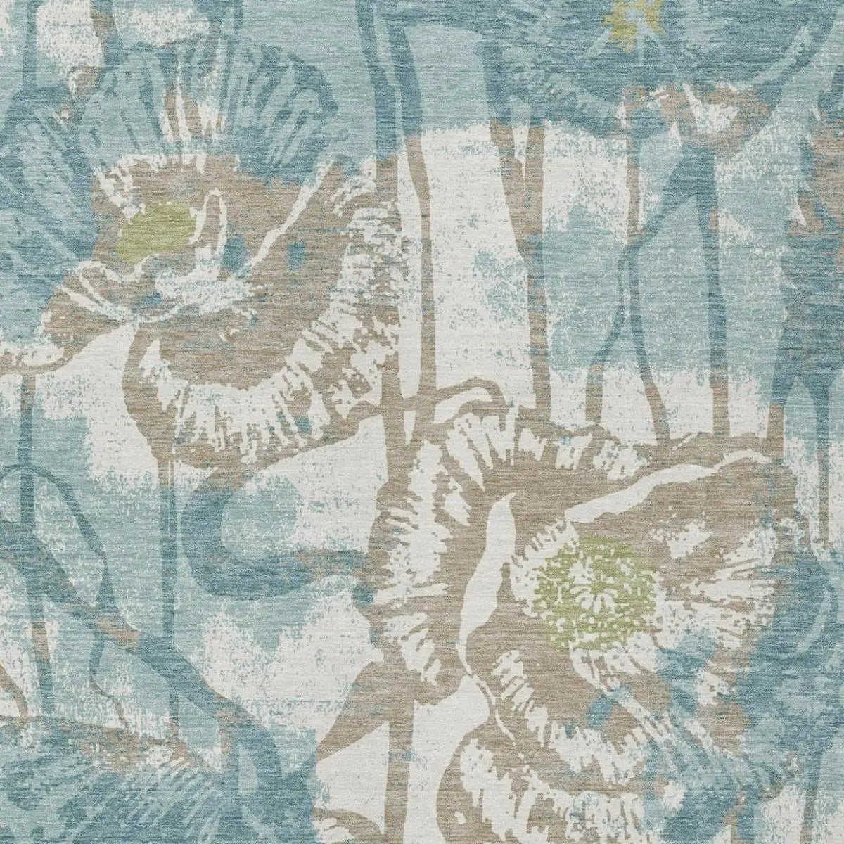 3' X 5' Teal Blue And Silver Floral Washable Indoor Outdoor Area Rug Homeroots Outdoor