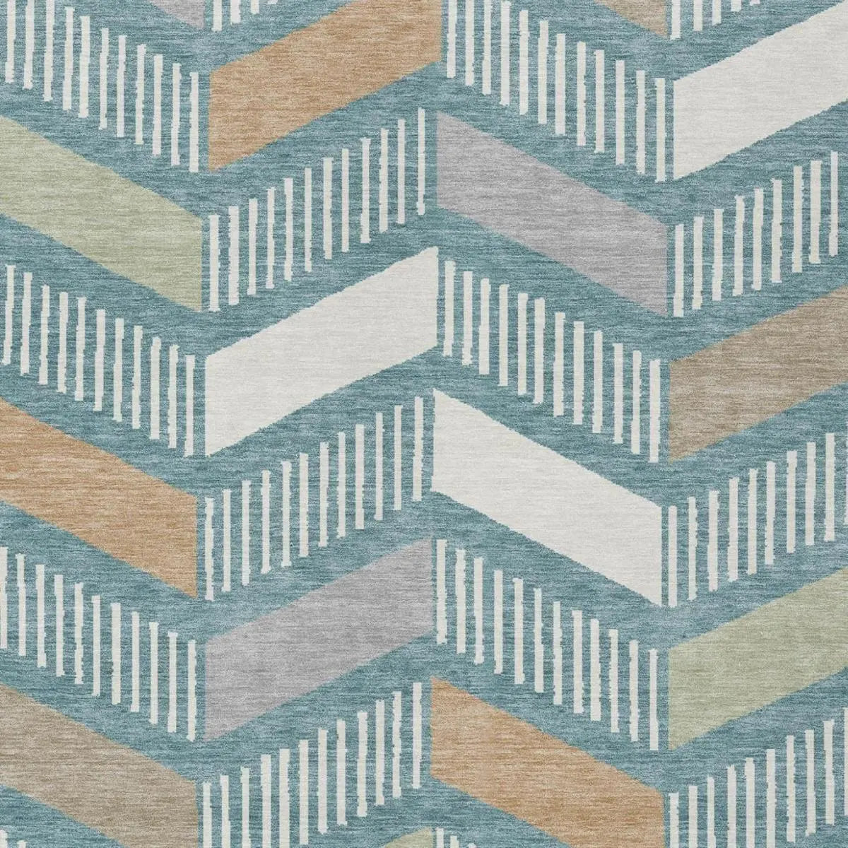 3' X 5' Teal Blue And Silver Geometric Washable Indoor Outdoor Area Rug Homeroots Outdoor