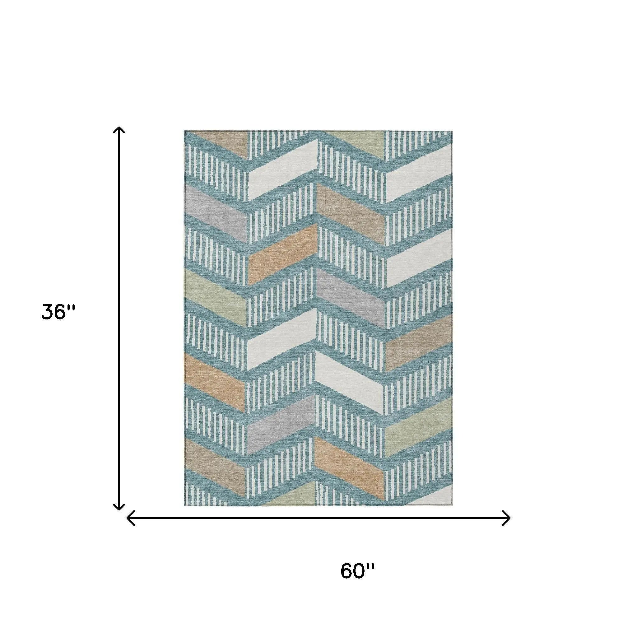 3' X 5' Teal Blue And Silver Geometric Washable Indoor Outdoor Area Rug Homeroots Outdoor