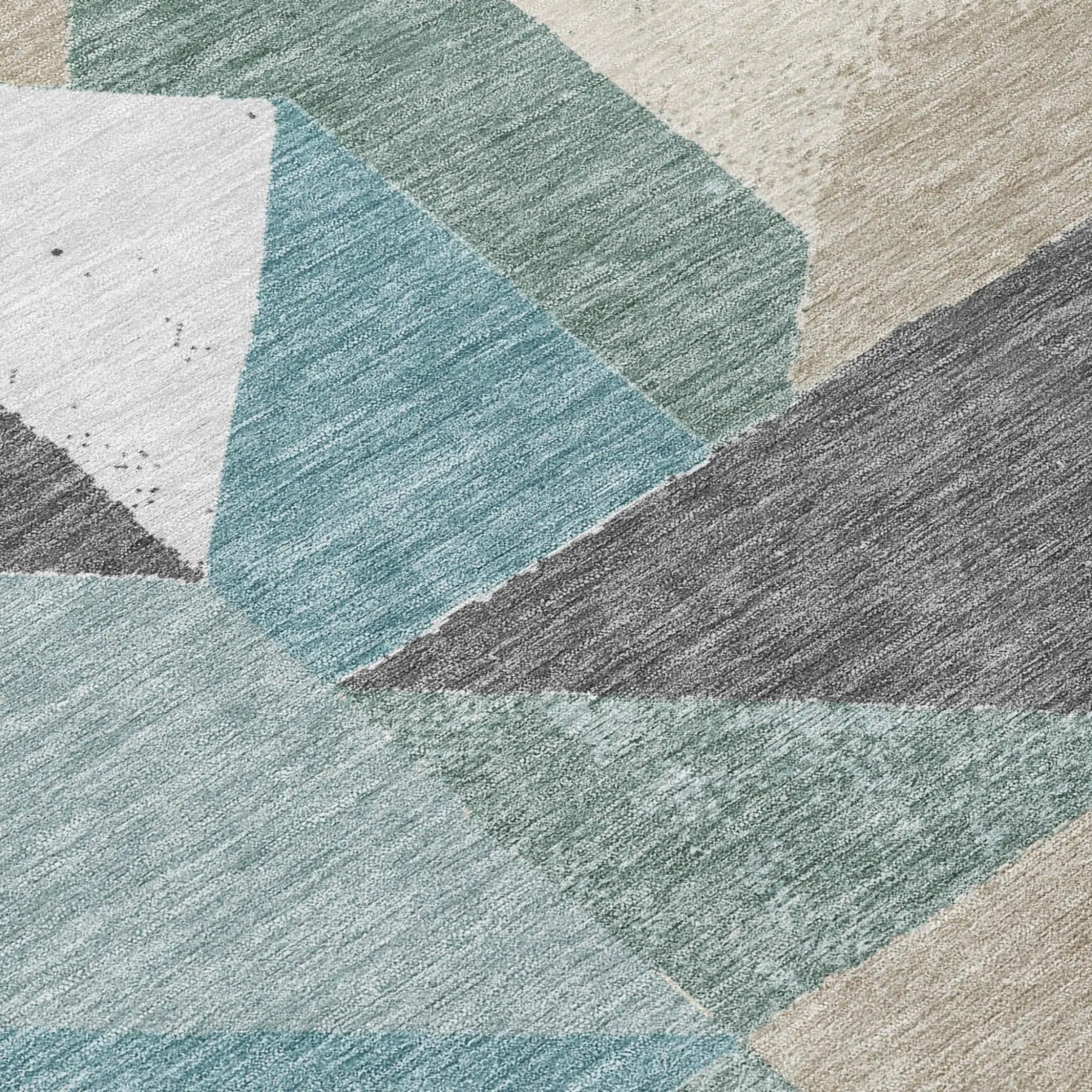 3' X 5' Teal Blue And Silver Geometric Washable Indoor Outdoor Area Rug Homeroots Outdoor