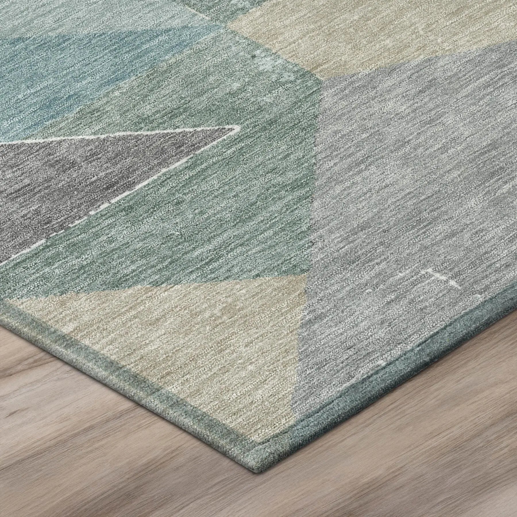 3' X 5' Teal Blue And Silver Geometric Washable Indoor Outdoor Area Rug Homeroots Outdoor