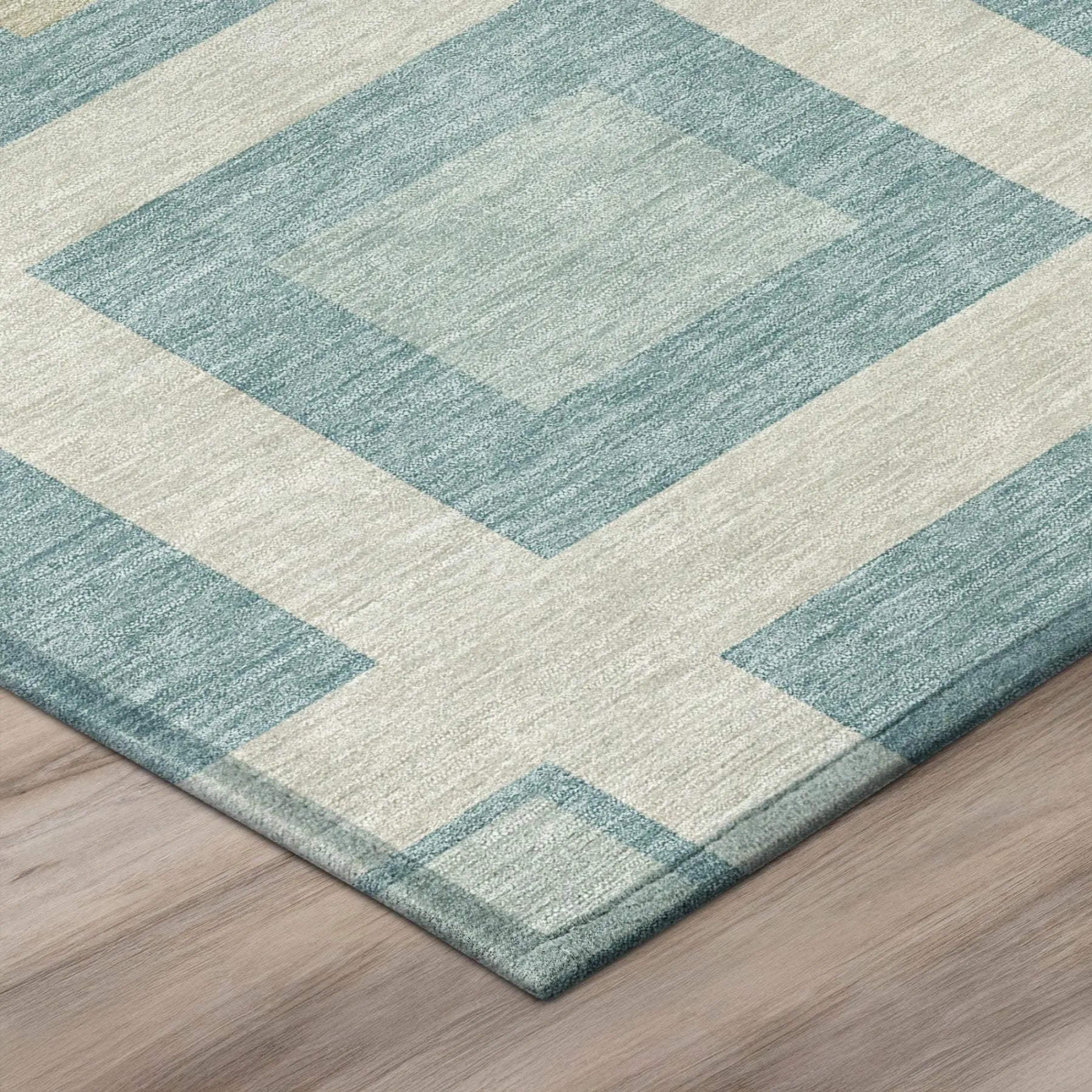 3' X 5' Teal Blue And Silver Geometric Washable Indoor Outdoor Area Rug Homeroots Outdoor