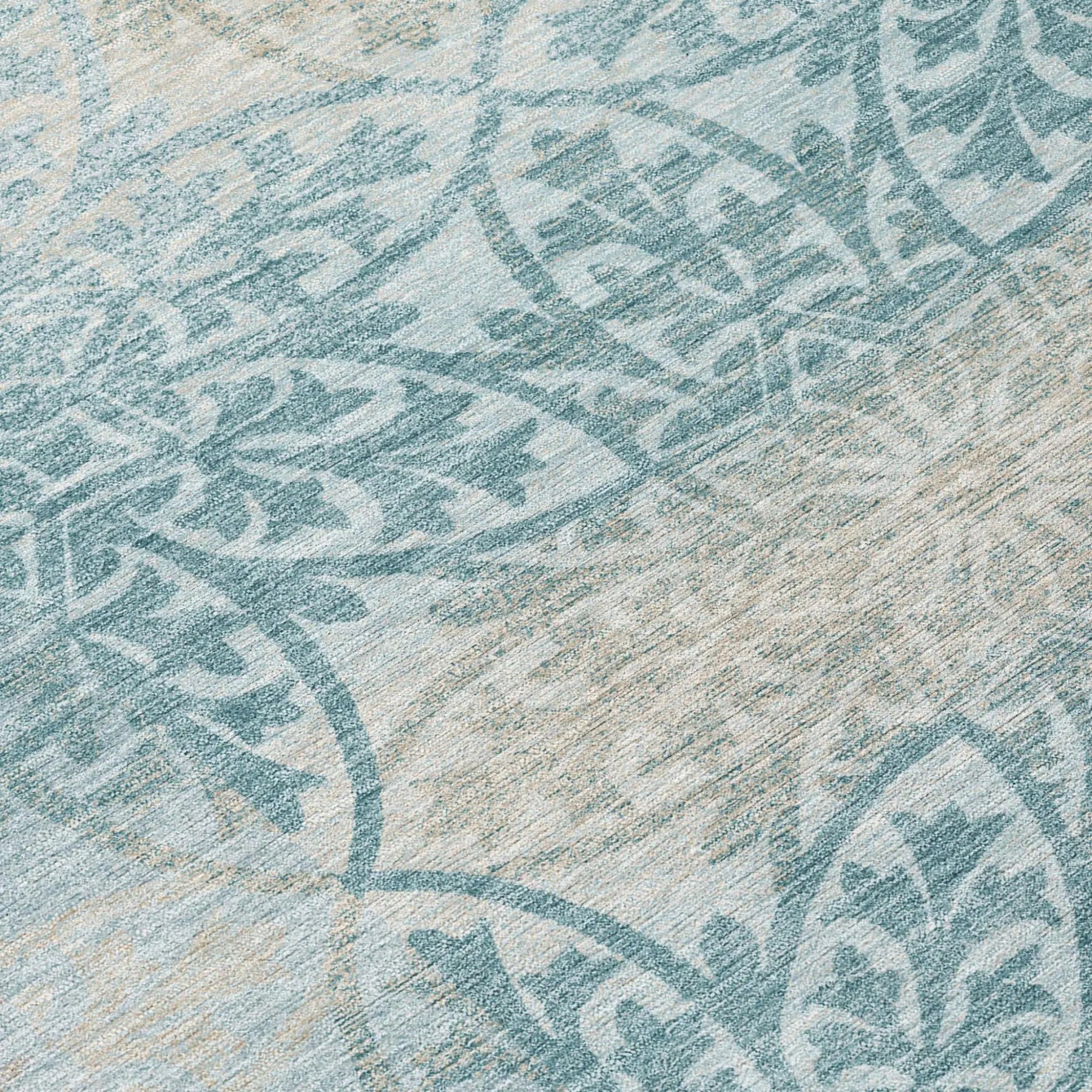 3' X 5' Teal Blue And Silver Oriental Washable Indoor Outdoor Area Rug Homeroots Outdoor
