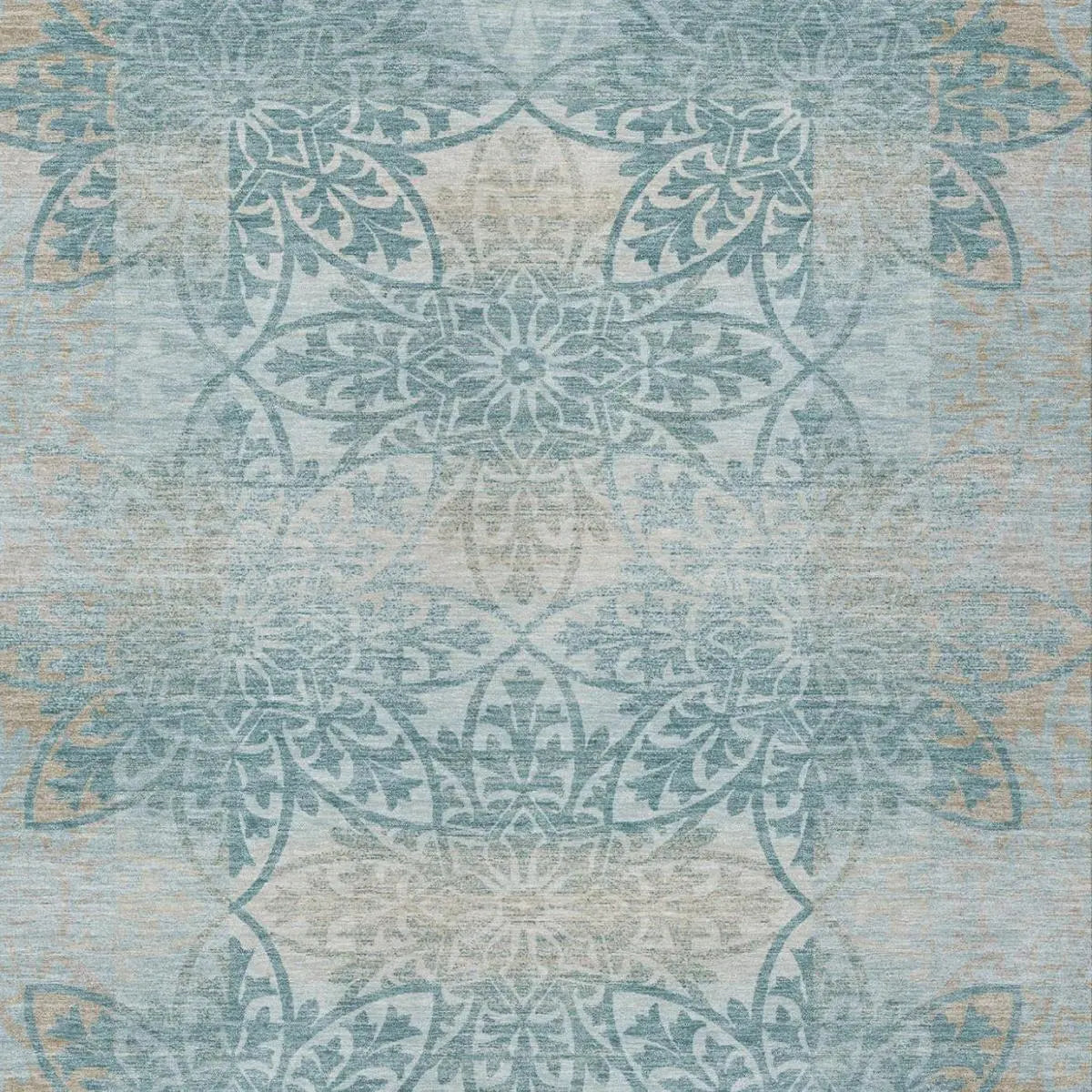 3' X 5' Teal Blue And Silver Oriental Washable Indoor Outdoor Area Rug Homeroots Outdoor
