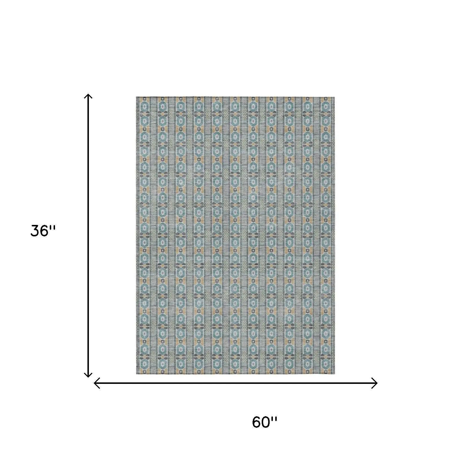 3' X 5' Teal Blue And Silver Striped Washable Indoor Outdoor Area Rug Homeroots Outdoor