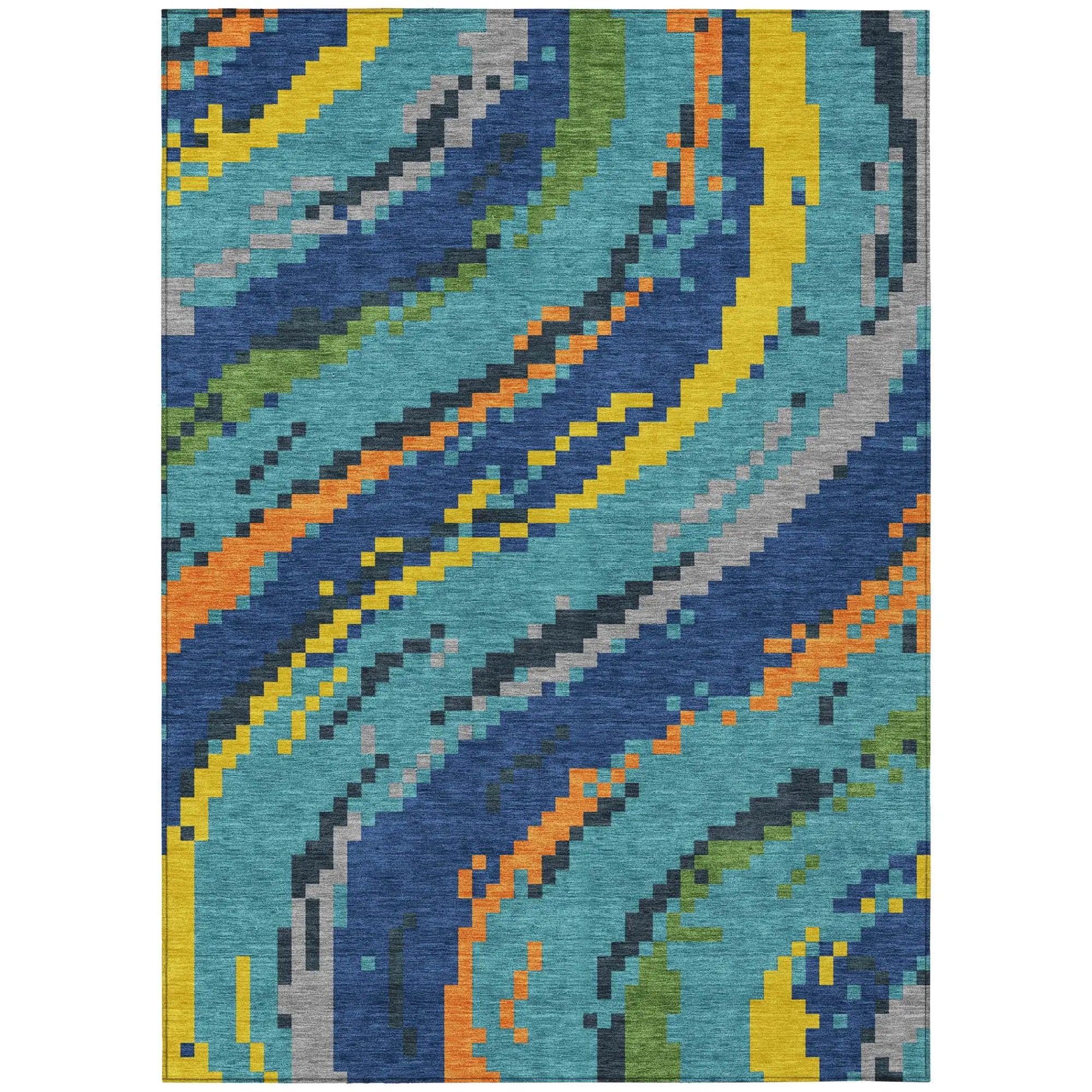 3' X 5' Teal Blue And Turquoise Abstract Washable Indoor Outdoor Area Rug Homeroots Outdoor