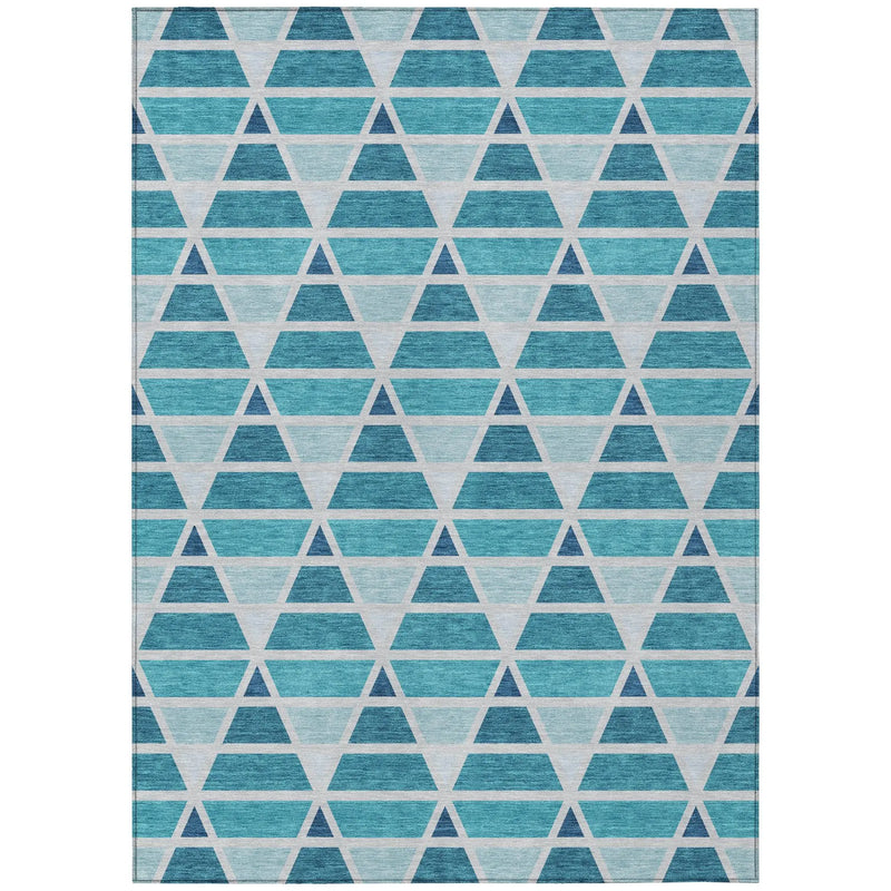 3' X 5' Teal Blue And Turquoise Geometric Washable Indoor Outdoor Area Rug Homeroots Outdoor