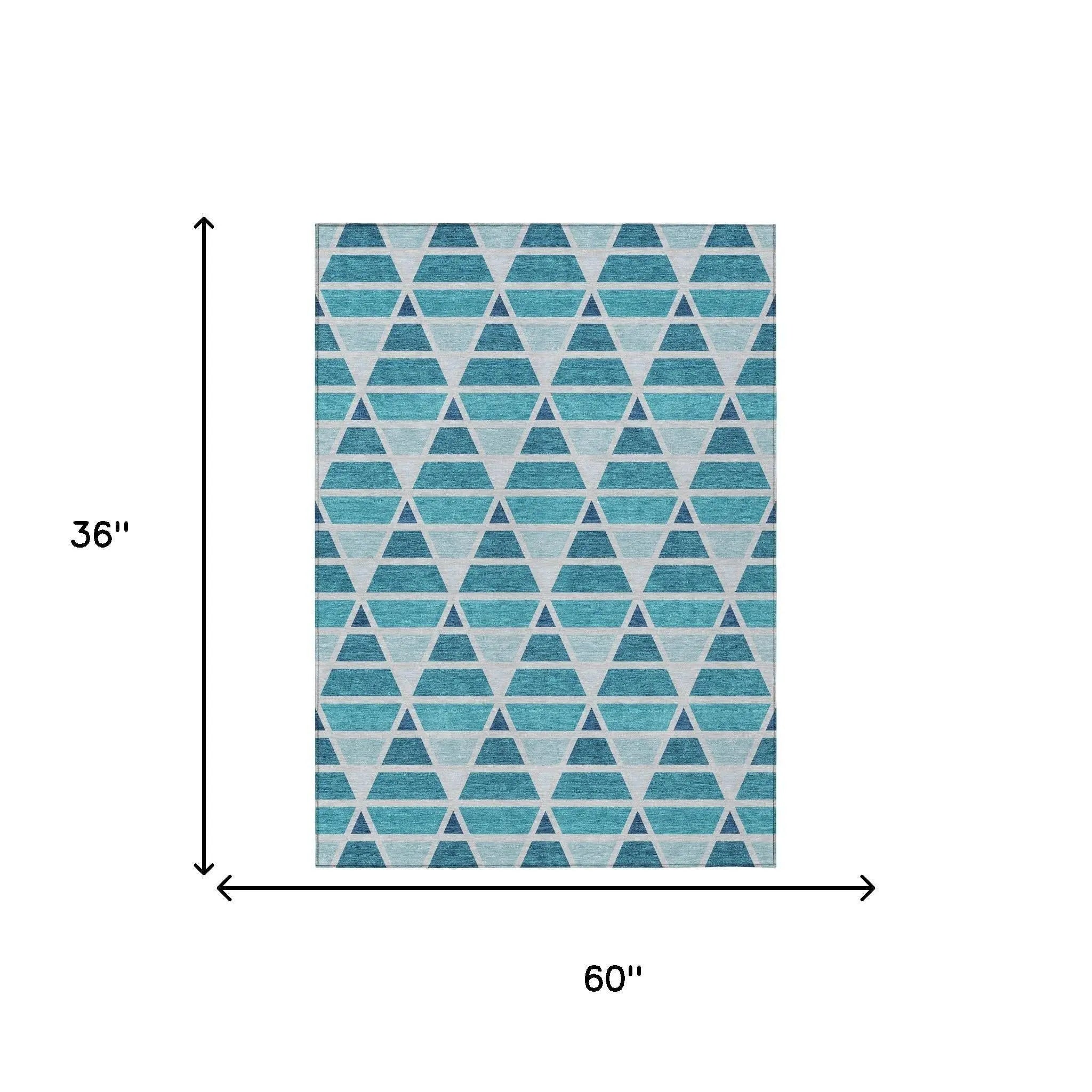 3' X 5' Teal Blue And Turquoise Geometric Washable Indoor Outdoor Area Rug Homeroots Outdoor