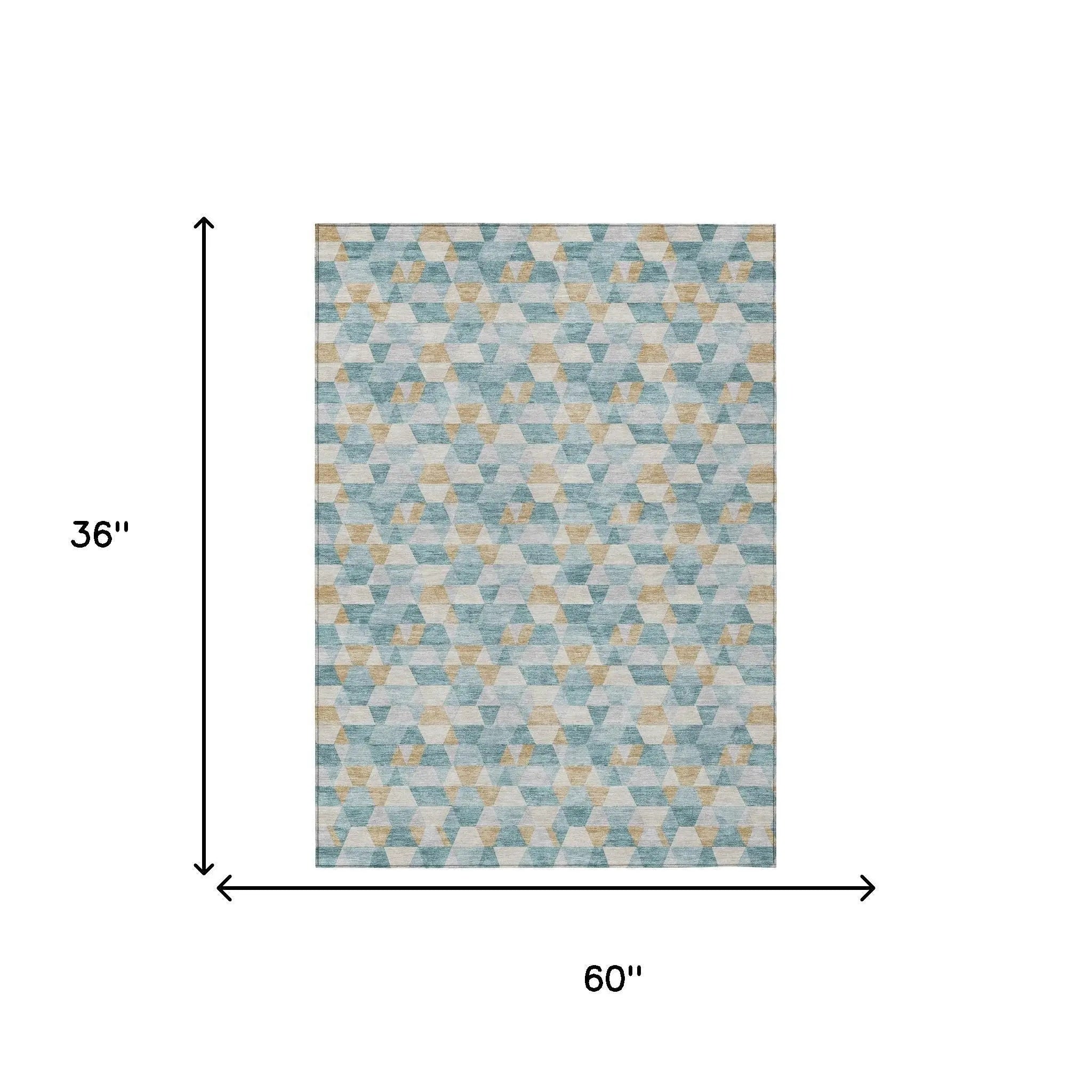 3' X 5' Teal Blue And Walnut Geometric Washable Indoor Outdoor Area Rug Homeroots Outdoor