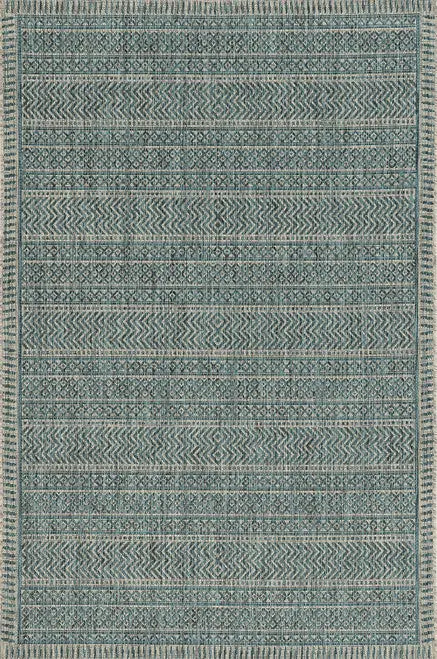 3' X 5' Teal Blue Geometric Indoor Outdoor Area Rug Homeroots Outdoor