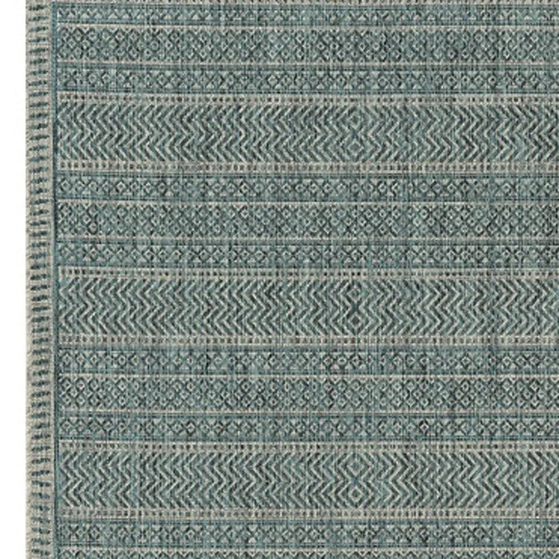 3' X 5' Teal Blue Geometric Indoor Outdoor Area Rug Homeroots Outdoor