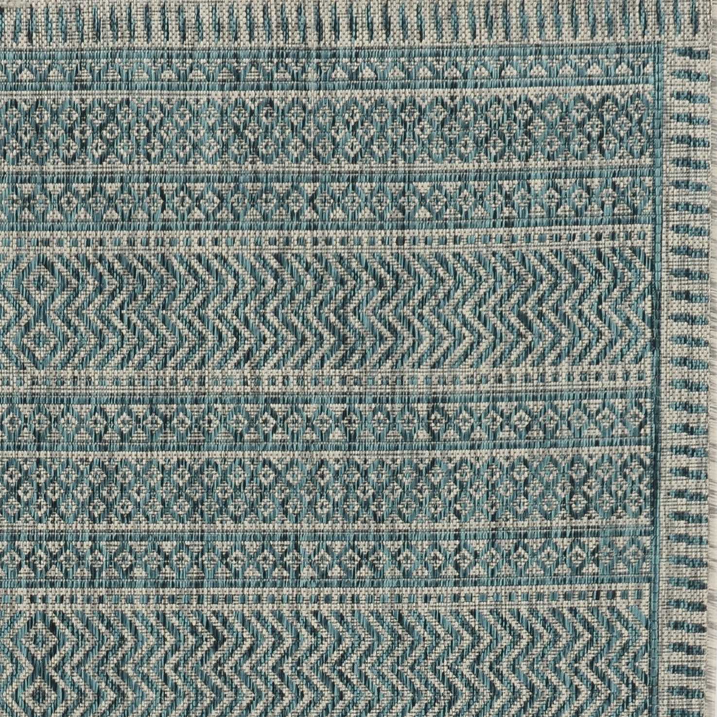 3' X 5' Teal Blue Geometric Indoor Outdoor Area Rug Homeroots Outdoor