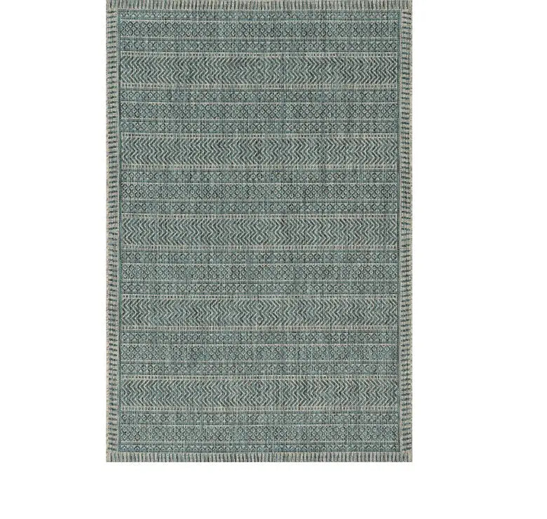3' X 5' Teal Blue Geometric Indoor Outdoor Area Rug Homeroots Outdoor