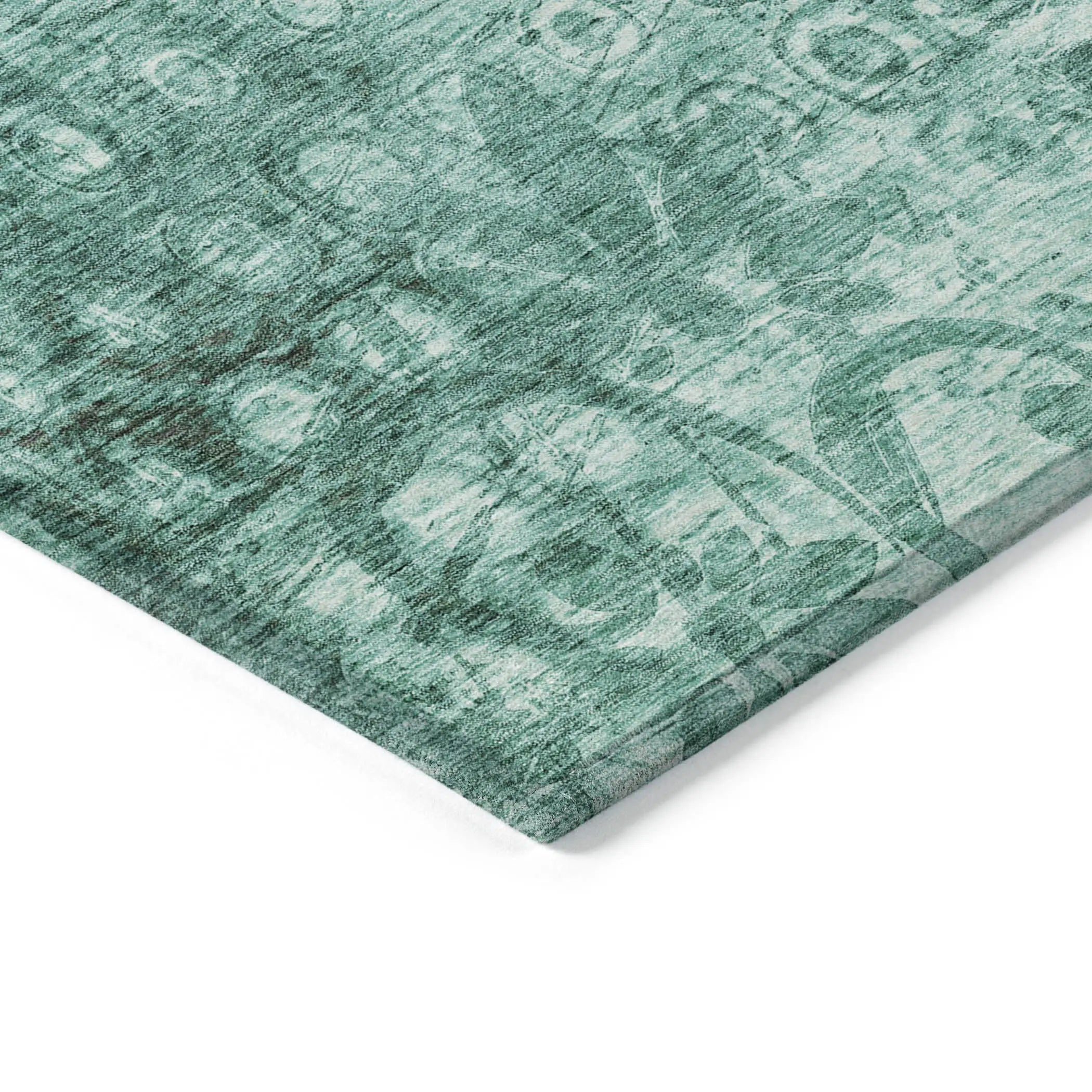 3' X 5' Teal Blue Ikat Washable Indoor Outdoor Area Rug - GreatEagleInc