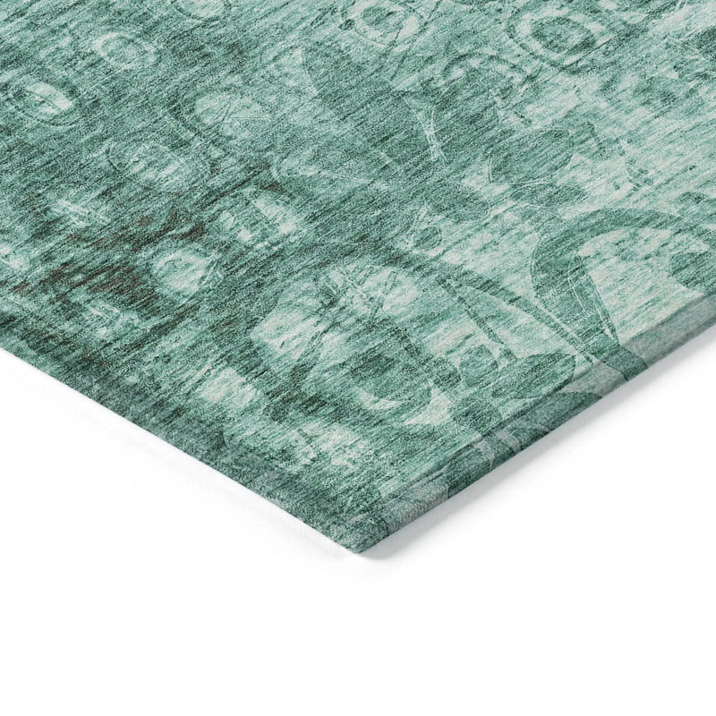 3' X 5' Teal Blue Ikat Washable Indoor Outdoor Area Rug - GreatEagleInc