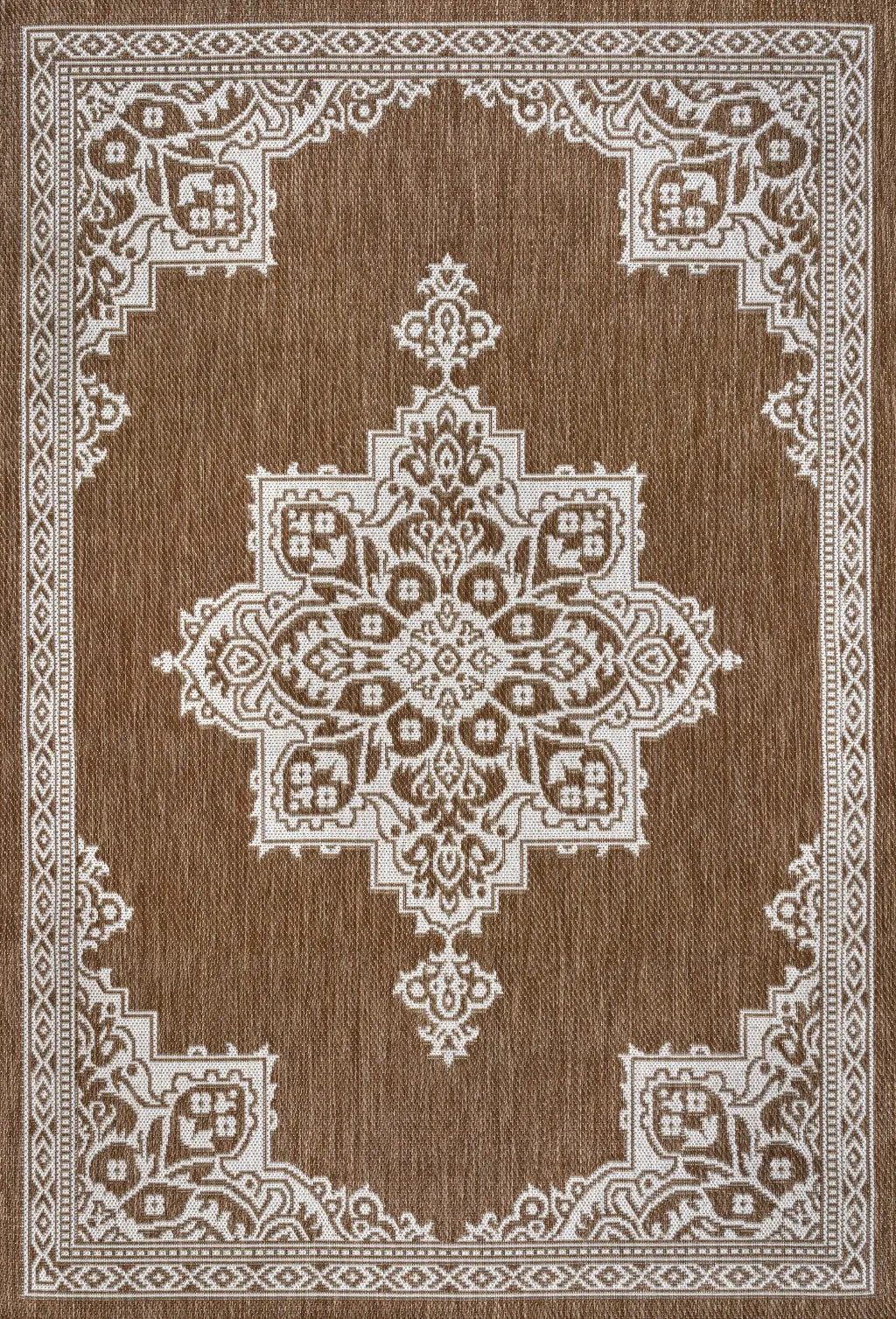 3' X 5' Terra Cotta And Cream Medallion Indoor Outdoor Area Rug Homeroots Outdoor