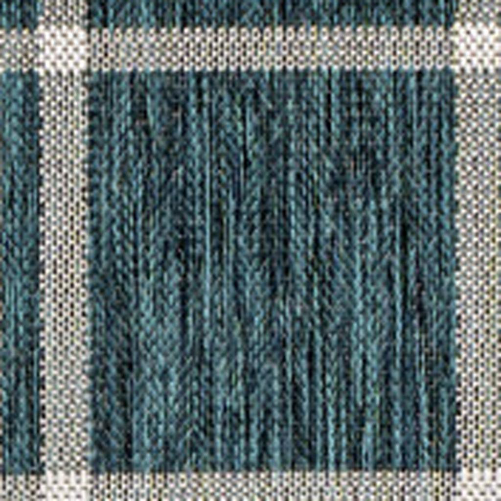 3' X 5' Turquoise And Cream Gingham Indoor Outdoor Area Rug - GreatEagleInc