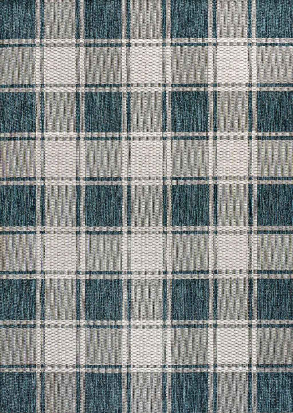 3' X 5' Turquoise And Cream Gingham Indoor Outdoor Area Rug - GreatEagleInc