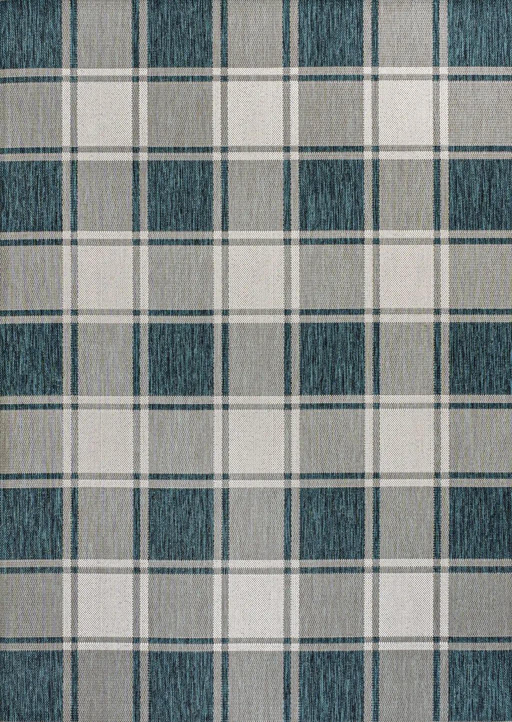 3' X 5' Turquoise And Cream Gingham Indoor Outdoor Area Rug - GreatEagleInc