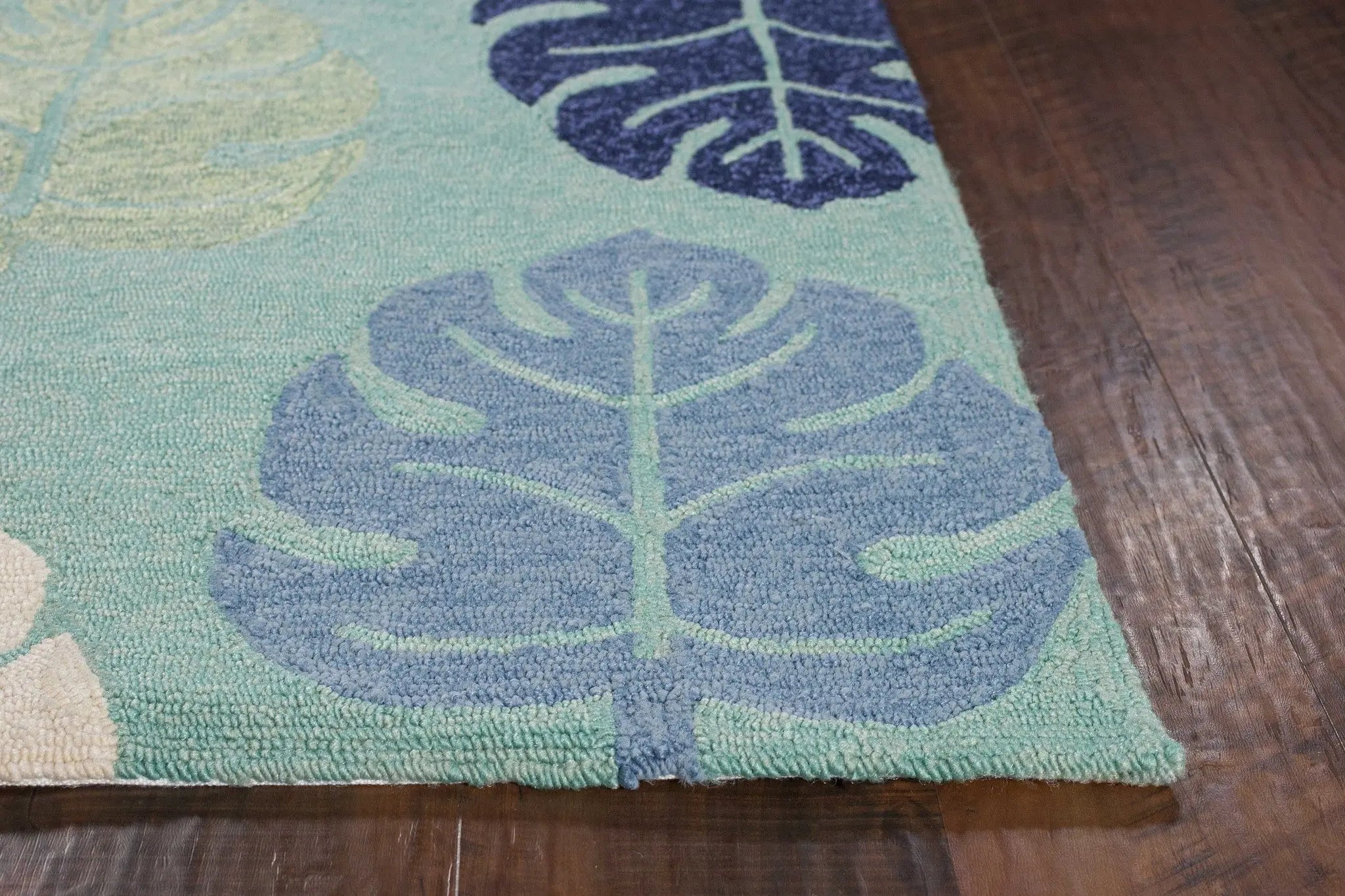 3' X 5' Turquoise And Ivory Botanical Leaves Hand Tufted Area Rug Homeroots Home Decor