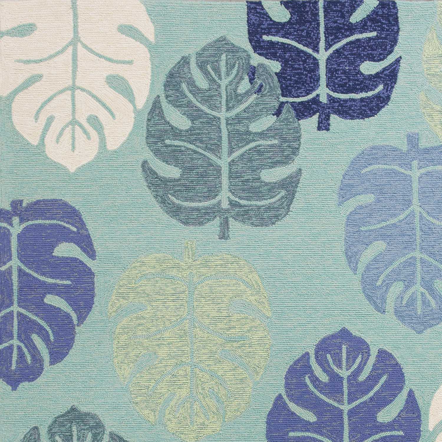 3' X 5' Turquoise And Ivory Botanical Leaves Hand Tufted Area Rug Homeroots Home Decor