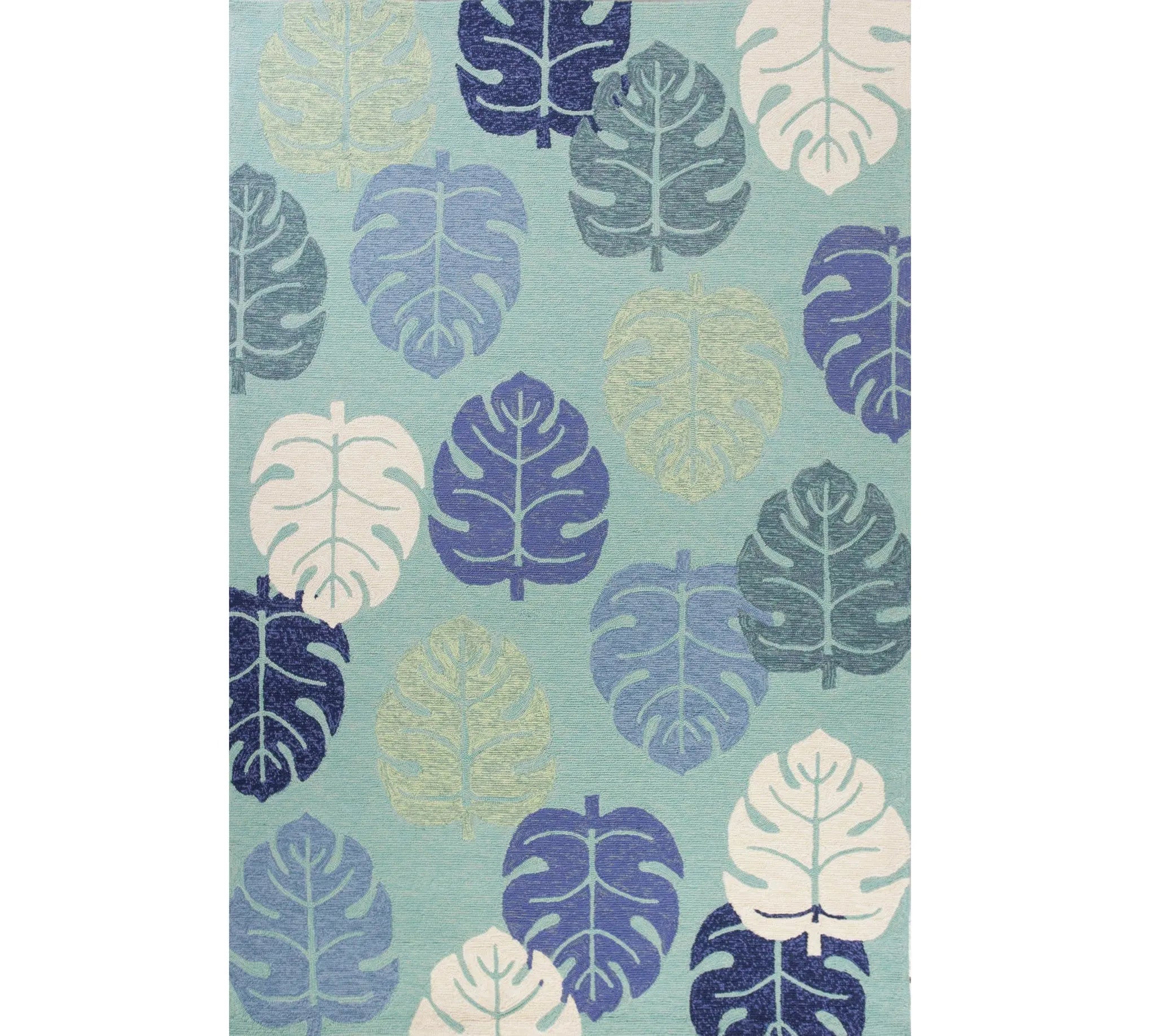 3' X 5' Turquoise And Ivory Botanical Leaves Hand Tufted Area Rug Homeroots Home Decor