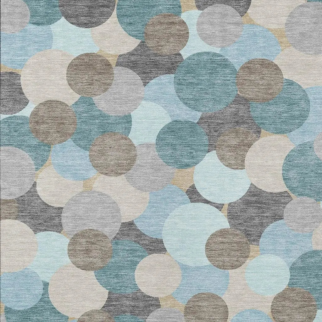 3' X 5' Turquoise And Teal Blue Geometric Washable Indoor Outdoor Area Rug Homeroots Outdoor