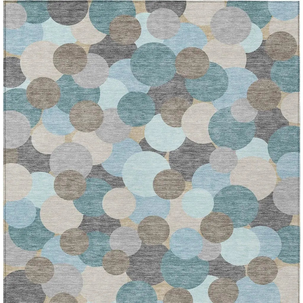 3' X 5' Turquoise And Teal Blue Geometric Washable Indoor Outdoor Area Rug Homeroots Outdoor