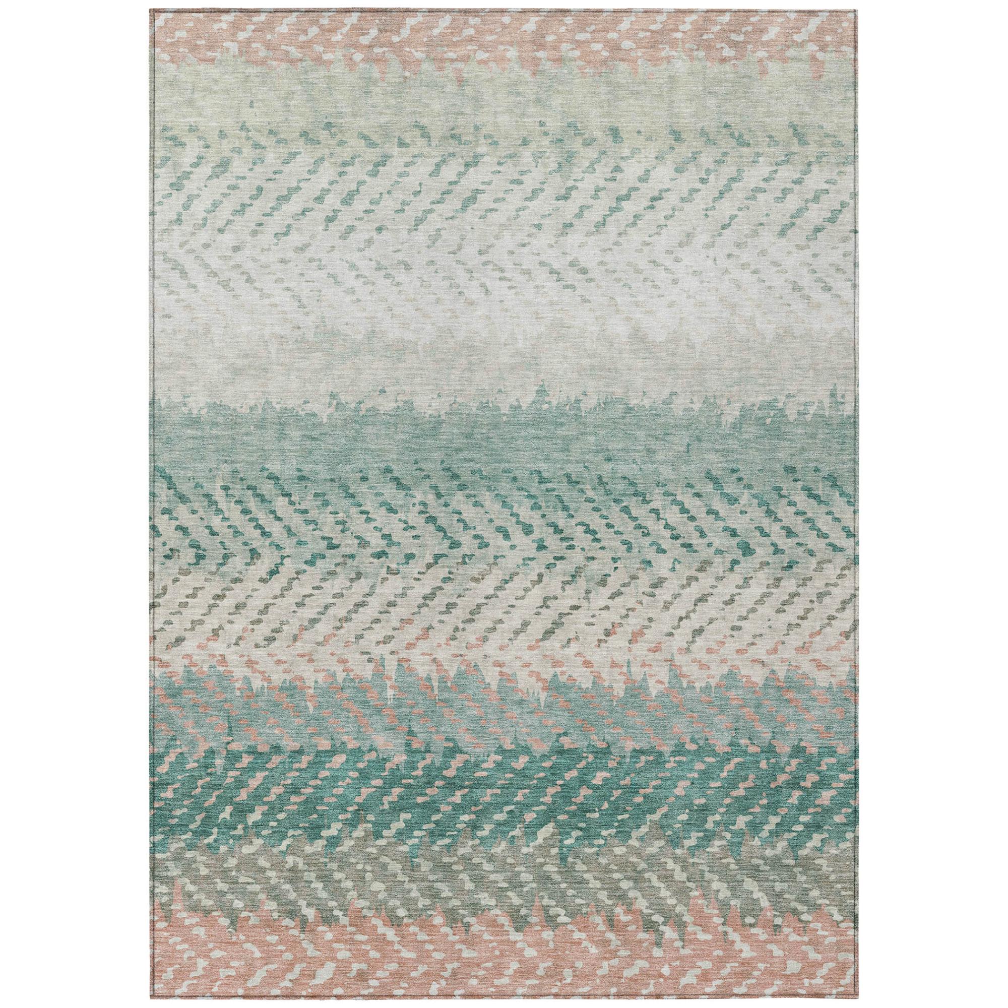3' X 5' Turquoise And Teal Blue Striped Washable Indoor Outdoor Area Rug Homeroots Outdoor