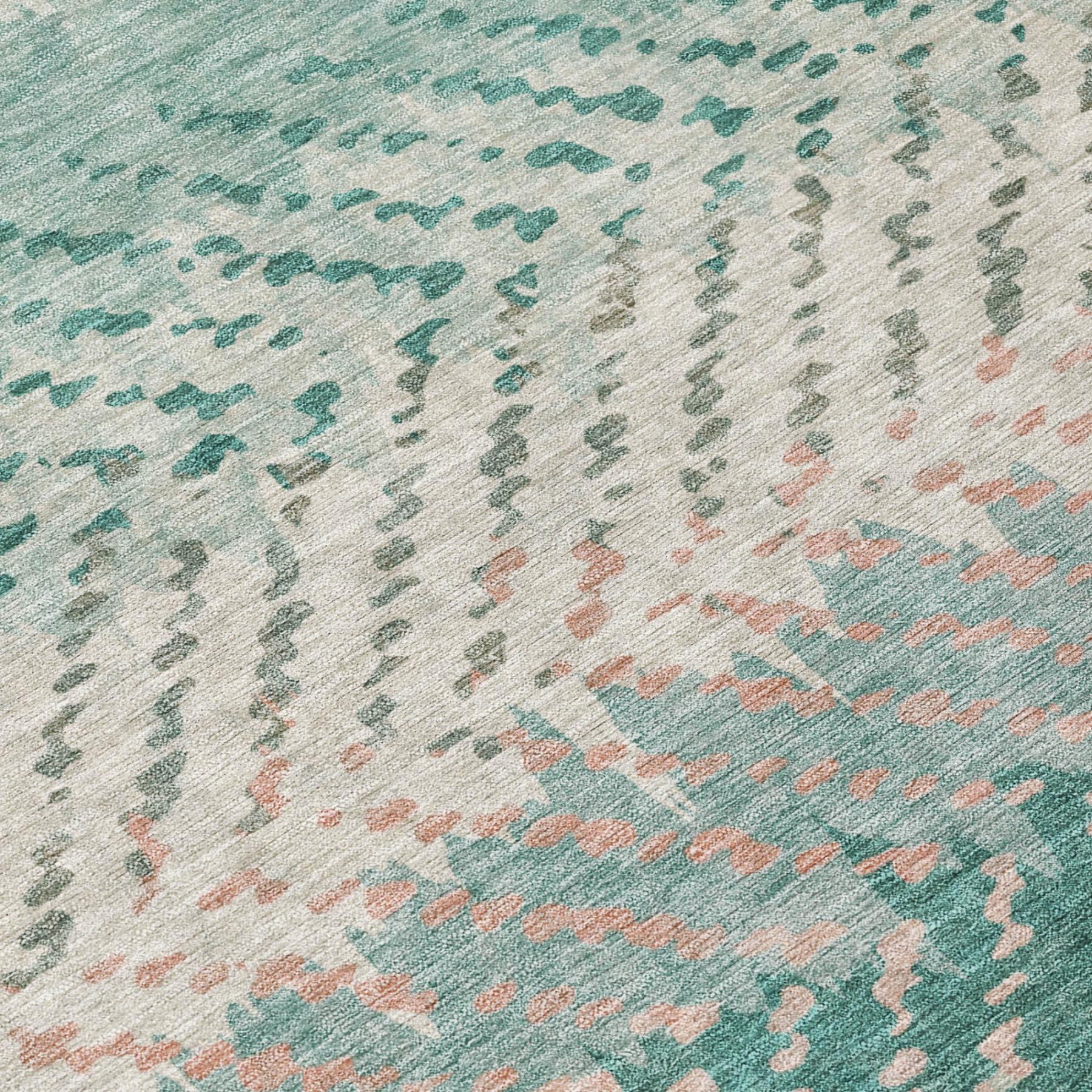 3' X 5' Turquoise And Teal Blue Striped Washable Indoor Outdoor Area Rug Homeroots Outdoor