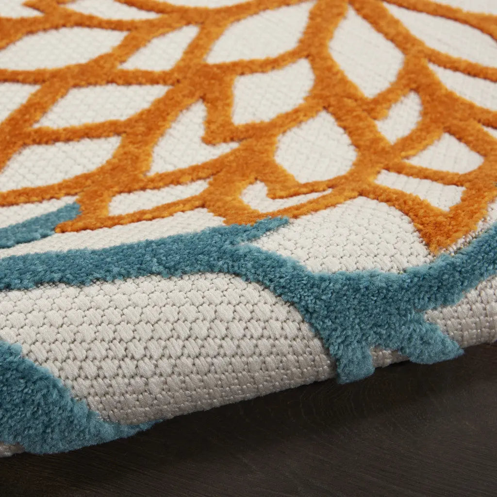 3' X 5' Turquoise Yellow Orange And Blue Floral Indoor Outdoor Area Rug Homeroots Outdoor