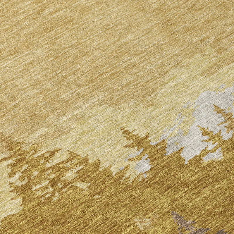 3' X 5' Walnut And Gold Floral Washable Indoor Outdoor Area Rug Homeroots Outdoor
