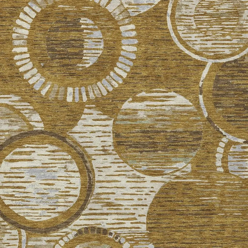 3' X 5' Walnut And Gold Geometric Washable Indoor Outdoor Area Rug Homeroots Outdoor