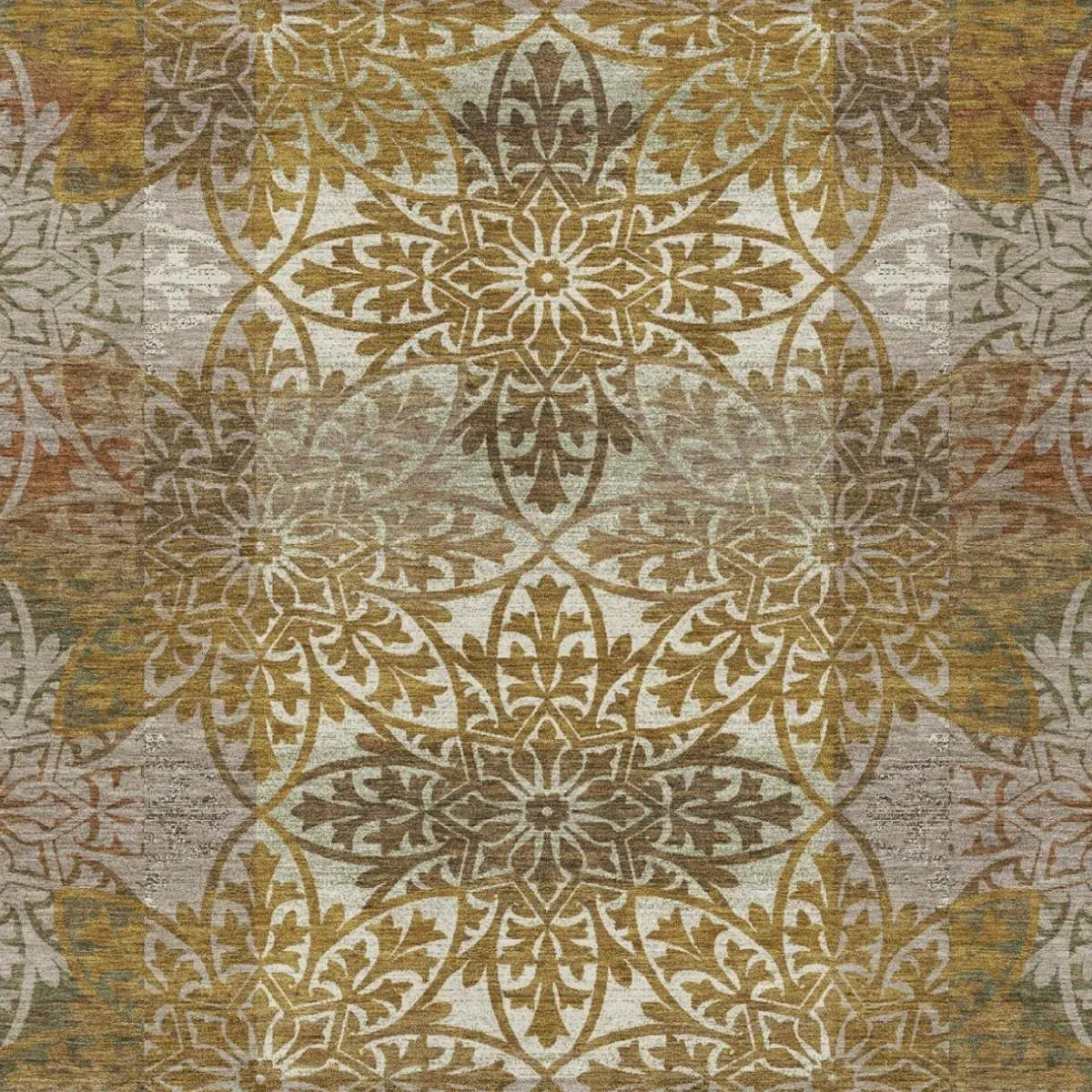 3' X 5' Walnut And Gold Oriental Washable Indoor Outdoor Area Rug Homeroots Outdoor