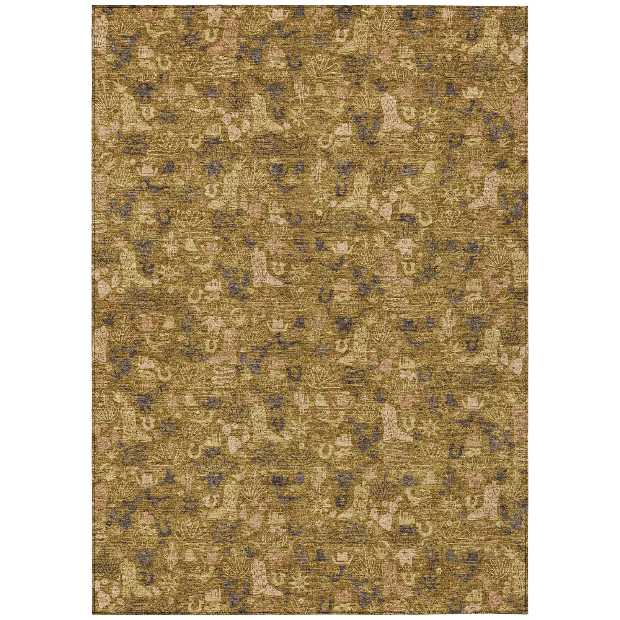 3' X 5' Walnut And Gold Stars Washable Indoor Outdoor Area Rug Homeroots Outdoor